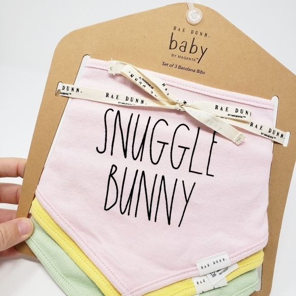RAE DUNN Snuggle Bunny bib set Easter spring - Picture 2 of 5